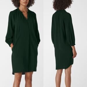 Whistles Women's Dark Green Long Sleeve Enora Dress Size S Minimalist